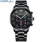 black silver_Men Watches Quartz Steel  Luxury Calendar Watch Sports Chronograph Clock