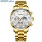Gold_Men Watches Quartz Steel  Luxury Calendar Watch Sports Chronograph Clock