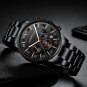 Gold black_Men Watches Quartz Steel Luxury Calendar Watch Sports Chronograph Clock