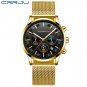 M-Gold black_Men Watches Quartz Steel  Luxury Calendar Watch Sports Chronograph Clock