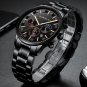 silver_Men Watches Quartz Steel Luxury Calendar Watch Sports Chronograph Clock