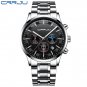 silver black_Men Watches Quartz Steel  Luxury Calendar Watch Sports Chronograph Clock