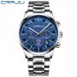 silver blue_Men Watches Quartz Steel Luxury Calendar Watch Sports Chronograph Clock