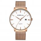 gold white_Men Watch Quartz Casual Ultra-thin Wristwatches with Date