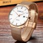 gold white_Men Watch Quartz Casual Ultra-thin Wristwatches with Date
