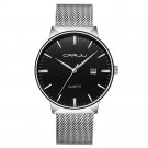 silver black_Men Watch Quartz Casual Ultra-thin Wristwatches with Date
