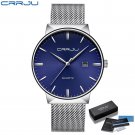 silver blue box_Men Watch Quartz Casual Ultra-thin Wristwatches with Date