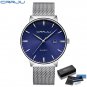 silver blue box_Men Watch Quartz Casual Ultra-thin Wristwatches with Date