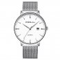 silver white_Men Watch Quartz Casual Ultra-thin Wristwatches with Date