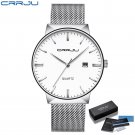 silver white box_Men Watch Quartz Casual Ultra-thin Wristwatches with Date