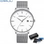 silver white box_Men Watch Quartz Casual Ultra-thin Wristwatches with Date