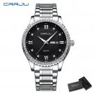 Silver black box_Men's  Luxury Quartz Watch Men Stainless Steel Waterproof Sports Luminous Clock