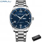 Silver blue box_Men's Watches Casual Business Quartz Stainless Steel Band with Auto Date Luminous Ha