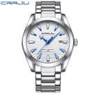 Silver_Watches Men Simple Thin Date Luxury Stainless Steel Quartz Luminous Clock Silver