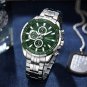 Silver black box_Men's Watches Business Multifunction Quartz Chronograph with Auto Date and Luminous