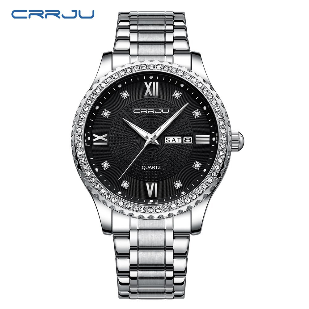 Silver black_Men's Watch Waterproof Luminous  Luxury Sports Quartz Military with Auto Date