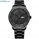 Black_Business Men Luxury Watches Stainless Steel Quartz Auto Date Clock with Luminous Hands