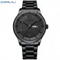 Black_Business Men Luxury Watches Stainless Steel Quartz Auto Date Clock with Luminous Hands