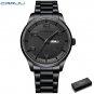 Black box_Business Men Luxury Watches Stainless Steel Quartz Auto Date Clock with Luminous Hands