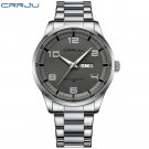 Silver_Business Men Luxury Watches Stainless Steel Quartz Auto Date Clock with Luminous Hands
