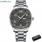 Silver box_Business Men Luxury Watches Stainless Steel Quartz Auto Date Clock with Luminous Hands