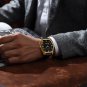 Brown_Ultra Thin Quartz Watch for Men Casual Slim Mesh Steel Waterproof Sport Wristwatch