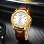 Gold black box_Casual Minimalista Quartz Men's Watches with Leather Strap Simple Luminous Hands Male