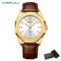 Gold box_Casual Minimalista Quartz Men's Watches with Leather Strap Simple Luminous Hands Male Clock