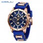 Black gold_Men Watch  Silicone Sport Quartz Date Clock Waterproof Wristwatch Chronograph with Lumino