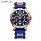 Blue_Men Watch  Silicone Sport Quartz Date Clock Waterproof Wristwatch Chronograph with Luminous