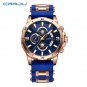 Blue_Men Watch  Silicone Sport Quartz Date Clock Waterproof Wristwatch Chronograph with Luminous