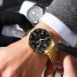 Silver_Stainless Steel Quartz Casual Business Watches for Men Luminous Hands Clock