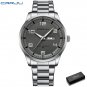 Silver box_Stainless Steel Quartz Casual Business Watches for Men Luminous Hands Clock