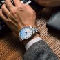 Silver black_Men's Watches Stainless Steel Luxury Waterproof Men Quartz Wristwatches