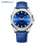 Blue_Mens Watches  Luxury Quartz Watch Men Casual  Waterproof Sport Watch with Leather Strap