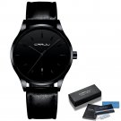 black black BOX_Watches Mens Casual Waterproof Leather Strap Quartz with Date