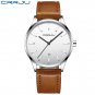 brown white_Watches Mens Casual Waterproof Leather Strap Quartz with Date
