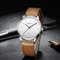 brown white BOX_Watches Mens Casual Waterproof Leather Strap Quartz with Date