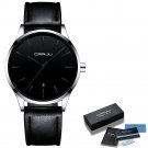 silver black box_Watches Mens Casual Waterproof Leather Strap Quartz with Date