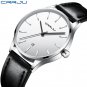 silver white_Watches Mens Casual Waterproof Leather Strap Quartz with Date