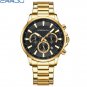 Black_Quartz Watches for Men Stainless Steel Strap Male Wristwatches with Luminous Hands Chronograp