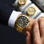 Black_Quartz Watches for Men Stainless Steel Strap Male Wristwatches with Luminous Hands Chronograp