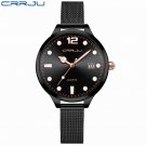 black_Women Watch  Woman's Luminous Quartz Waterproof Wristwatch Black Mesh Strap Ladies Dress watch