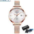 rose white BOX_Women Watch  Woman's Luminous Quartz Waterproof Wristwatch Black Mesh Strap Ladies Dr