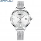 silver white_Women Watch  Woman's Luminous Quartz Waterproof Wristwatch Black Mesh Strap Ladies Dres
