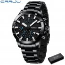 black blue box_Men Watch  Quartz Chronograph Luminous Full Steel Waterproof Wristwatch with Date