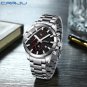 silver black_Men Watch  Quartz Chronograph Luminous Full Steel Waterproof Wristwatch with Date