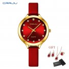 Red_5pcs Set Watches Women Leather Band Ladies Watch Simple Casual Women's Analog WristWatch Bracele