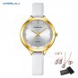 White_5pcs Set Watches Women Leather Band Ladies Watch Simple Casual Women's Analog WristWatch Brace