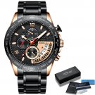 Black Rose Box_Men Watch Classic Business Waterproof Chronograph Quartz Wristwatch Casual Date Displ